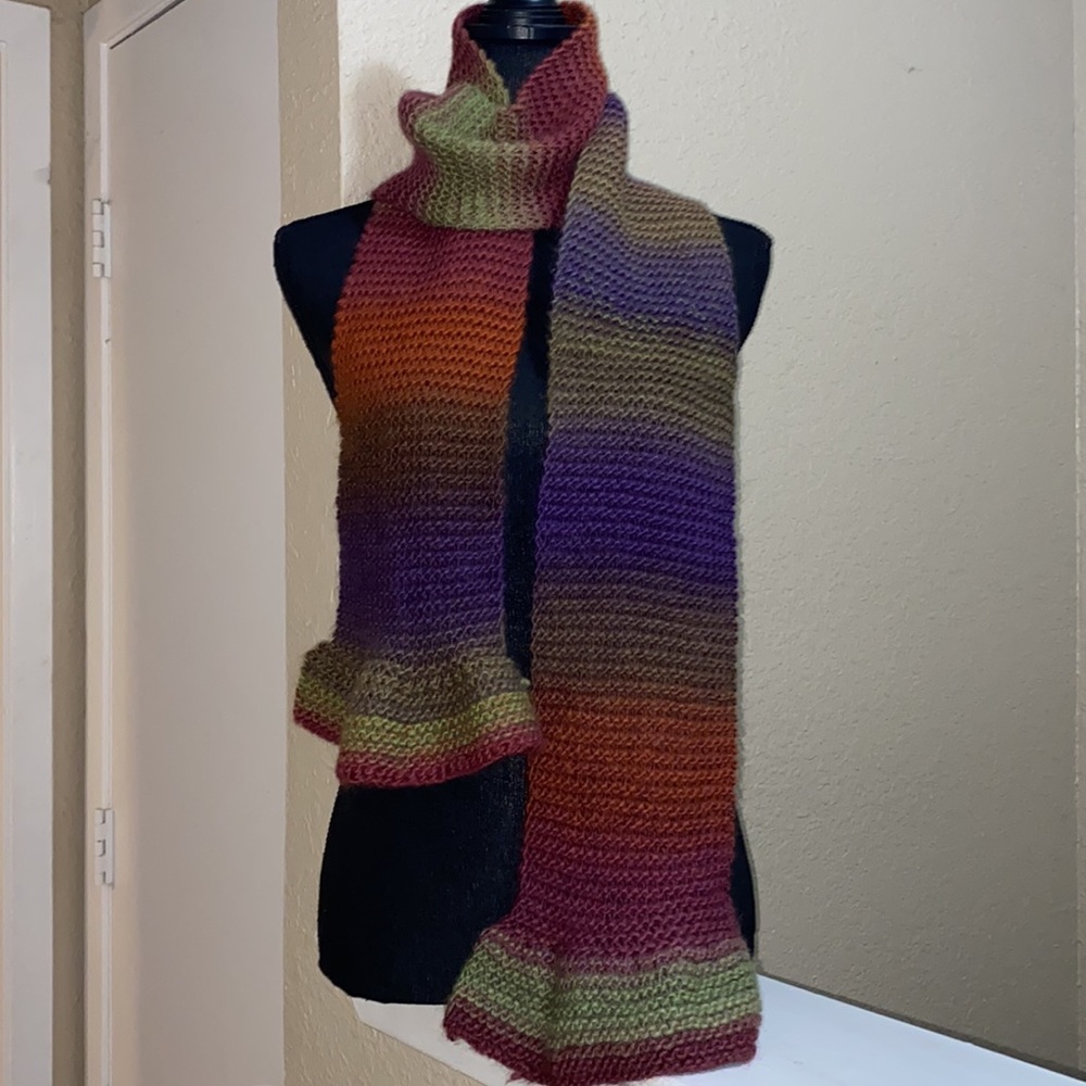 Beautiful Autumn Colors Hand-Knit Scarf